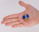 Vintage Ohrringe aus 18 Karat Gold mit Lapislazuli, 70er Jahre