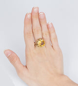 Vintage Ring aus 18 Karat Gold mit Citrinquarz, 50er Jahre