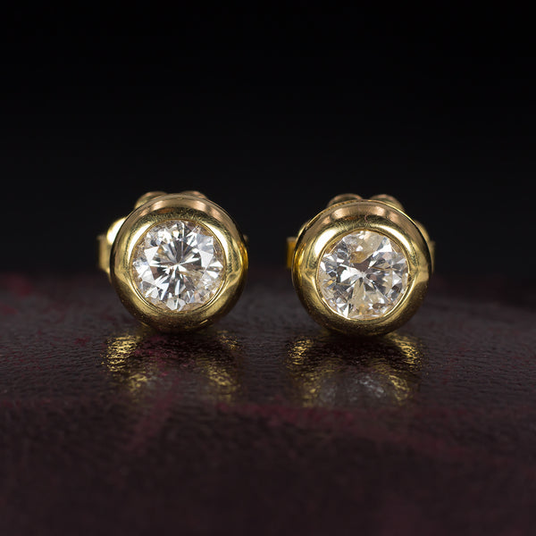 Orecchini punto luce vintage in oro 18K con diamanti da 0,35 ct