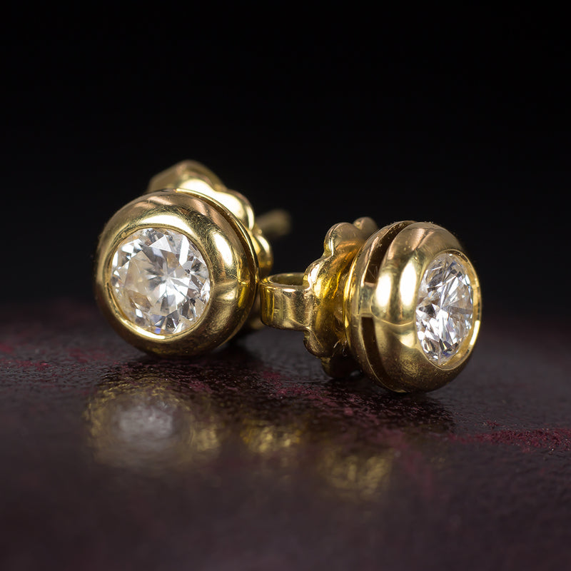 Orecchini punto luce vintage in oro 18K con diamanti da 0,35 ct