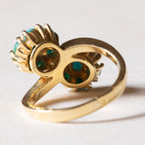Винтажное кольцо Toi et Moi из 18-каратного золота с бирюзой, 50–60-е годы