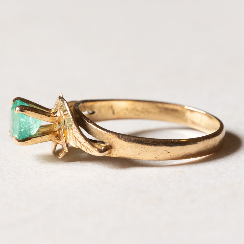 Anello vintage in oro 18K con smeraldo (0.50ct ca.), anni '70