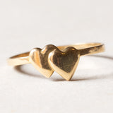 Винтажное кольцо из 18-каратного золота с двумя сердечками, 50-е/60-е годы
