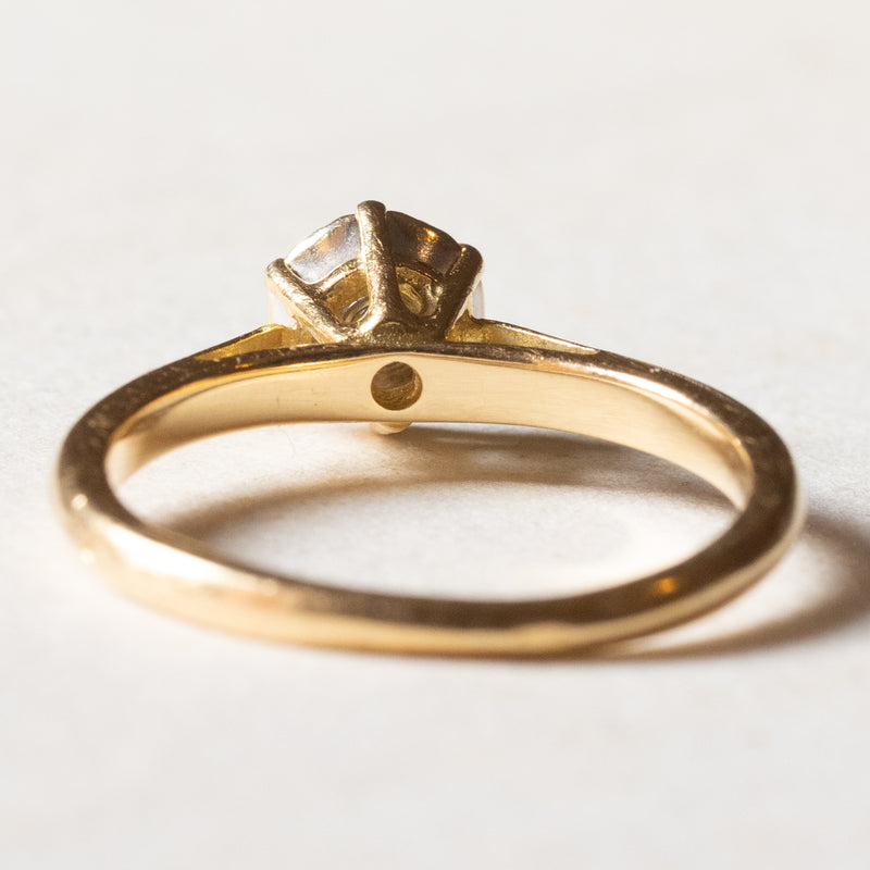 Anello vintage a margherita in oro 18K con diamanti (0.35ctw ca.), anni '70