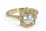 Vintage 18k gold ring with over 1 ct old cut diamond and diamond outline, 50s