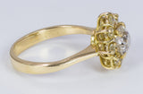 Vintage 18 Karat Gold Ring mit über 1 ct alten Schliff Diamant und Diamant Umriss, 50er Jahre