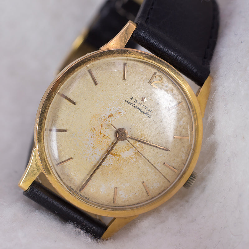 Orologio da polso vintage Zenith in oro 18K, anni '50