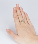 Vintage 18 Karat Gold Ring mit über 1 ct alten Schliff Diamant und Diamant Umriss, 50er Jahre