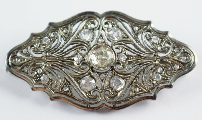 Spilla in platino decò interamente ricoperta di diamanti taglio brillante , anni 30 - Antichità Galliera
