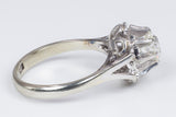 Vintage 18k white gold ring with an old cut diamond of approx. 0.95 ct, 40s