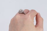 Vintage 18k white gold ring with an old cut diamond of approx. 0.95 ct, 40s