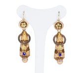 Antique Bourbon gold earrings with blue glass paste, second half of the 800th century
