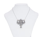 Liberty (Art Nouveau) necklace in 18K gold and silver, with diamond and pearl rosettes, 10s / 20s