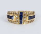 18k gold ring with sapphires and diamonds, 70/80 years