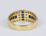 18k gold ring with sapphires and diamonds, 70s / 80s