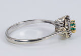 Vintage 18 Karat Goldring mit grünen Steinen und Diamanten