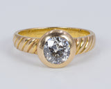 Винтажное золотое кольцо 18 карат с бриллиантом старой огранки около 1 карата, 70-е годы