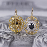 Vintage-Ohrringe aus 18 Karat Gold mit zentralem Saphir und Huit-Huit-Diamanten, 50er / 60er Jahre