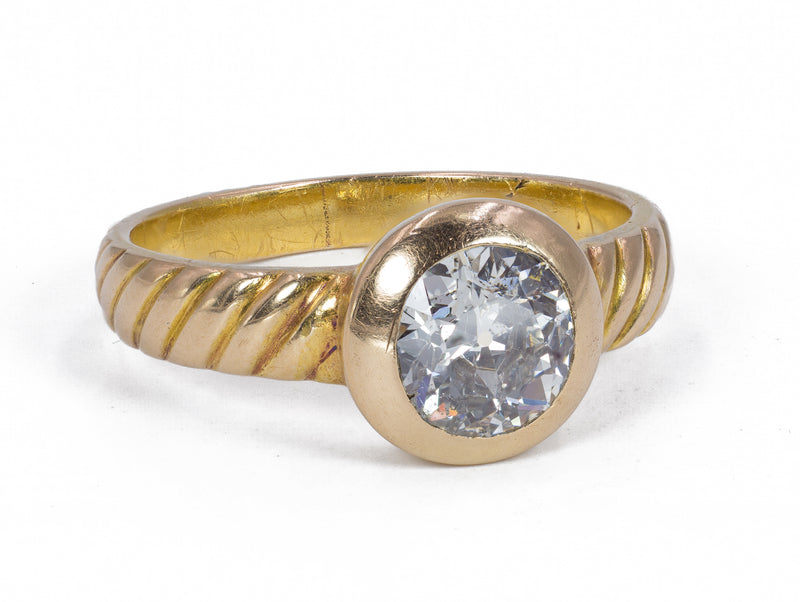 Vintage 18K gold ring with an old cut diamond of approx. 1ct, 1970s