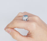 Vintage Ring aus 18 Karat Weißgold mit Opal und Diamanten (0,50 ct), 80er Jahre