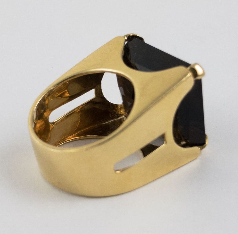 Anello in oro con quarzo fumé , anni '40 - Antichità Galliera