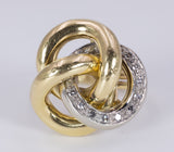 Vintage 18k two-tone gold ring with diamonds, 60s