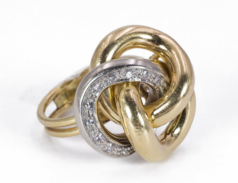 Anello vintage in oro bicolore 18k con diamanti , anni 60