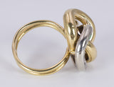 Vintage 18k two-tone gold ring with diamonds, 60s