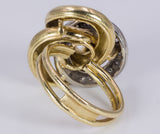 Vintage 18k two-tone gold ring with diamonds, 60s