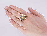 Vintage 18k two-tone gold ring with diamonds, 60s