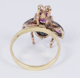 Anello vintage in oro 18k a forma di ape con zaffiro e rubini - Antichità Galliera