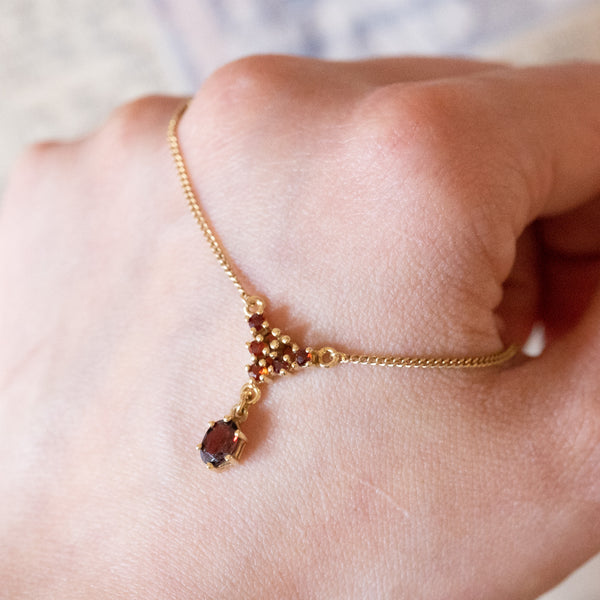 Vintage 8K gold and garnet necklace, 1950s