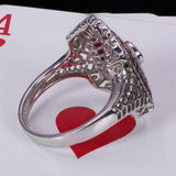 Vintage 18 Karat Weißgold Ring mit Diamanten und Rubinen, 50er Jahre - Antichità Galliera