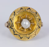 Ring aus 18 Karat Gold mit Perle und Emaille, spätes 800. Jahrhundert - Antichità Galliera