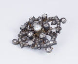 Antique gold and silver brooch with old mine cut diamonds and rosettes and pearl, early 900s - Antichità Galliera