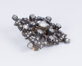 Antique gold and silver brooch with old mine cut diamonds and rosettes and pearl, early 900s - Antichità Galliera
