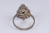 Anello vintage in oro 9k e argento con zaffiro, rubini e rosette di diamante - Antichità Galliera