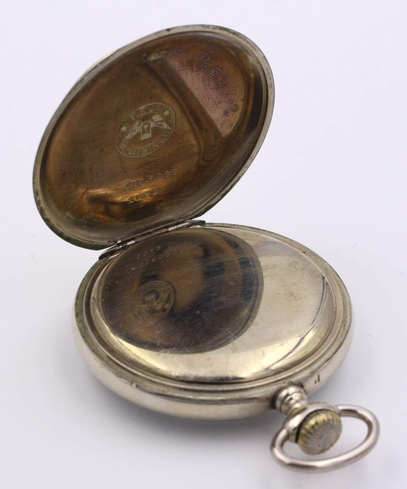 Orologio da tasca Longines in acciaio, primi del'900 - Antichità Galliera