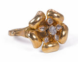 Anello vintage in oro con rosette di diamante , anni 40 - Antichità Galliera