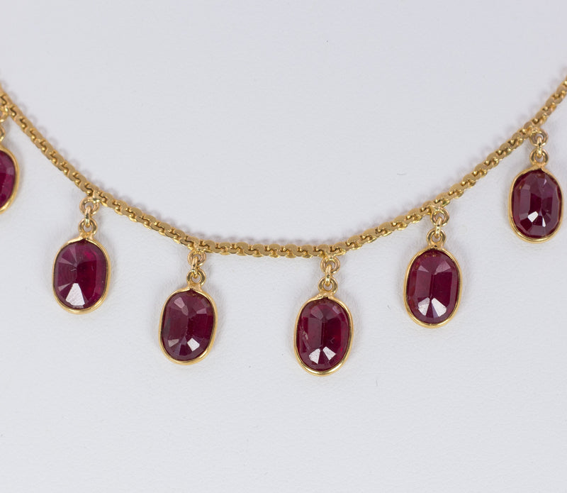 Collana vintage  in oro 14k e rubini , anni 80 - Antichità Galliera
