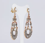 Ohrringe im antiken Stil aus 14 Karat Gold und Silber mit Diamanten, Rubinen und Perlen - Antichità Galliera