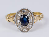 Anello vintage in oro 18k con zaffiro e diamanti , anni 50 - Antichità Galliera