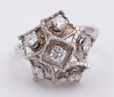Vintage 18K white gold ring with brilliant cut diamonds, 50s / 60s - Antichità Galliera