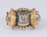 Antiker Art Decò Ring aus 18 Karat Gold mit altem Diamanten im Minenschliff, 30er / 40er Jahre - Antichità Galliera