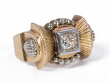 Antiker Art Decò Ring aus 18 Karat Gold mit altem Diamanten im Minenschliff, 30er / 40er Jahre - Antichità Galliera