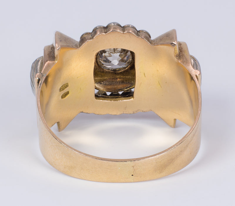 Anello antico Art Decò in oro 18k con diamante taglio vecchia miniera,  anni 30/40 - Antichità Galliera