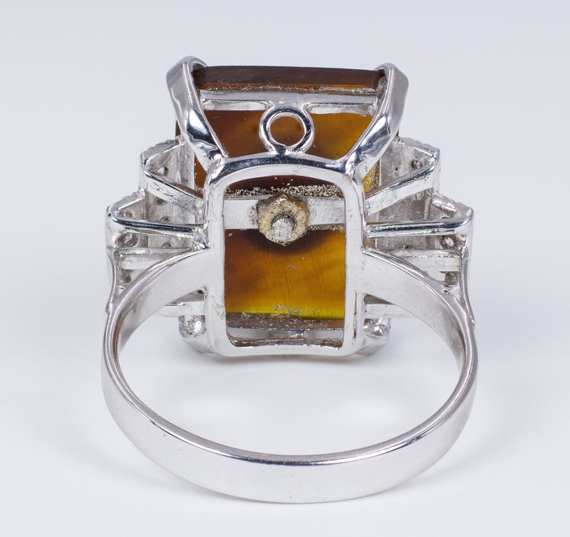 Anello in oro bianco 14k con tartaruga , rubino e diamanti - Antichità Galliera