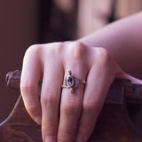 Vintage 14 Karat Gold Ring mit Saphir und Diamanten, 50er Jahre - Antichità Galliera