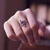 Vintage 14 Karat Gold Ring mit Saphir und Diamanten, 50er Jahre - Antichità Galliera