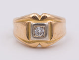Goldener Herrenring mit Diamant im Brillantschliff, um 1940 - Antichità Galliera